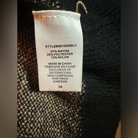 NWT Como Vintage Sweater Black with Gold Stars Plus Sizes - Picture 5 of 9